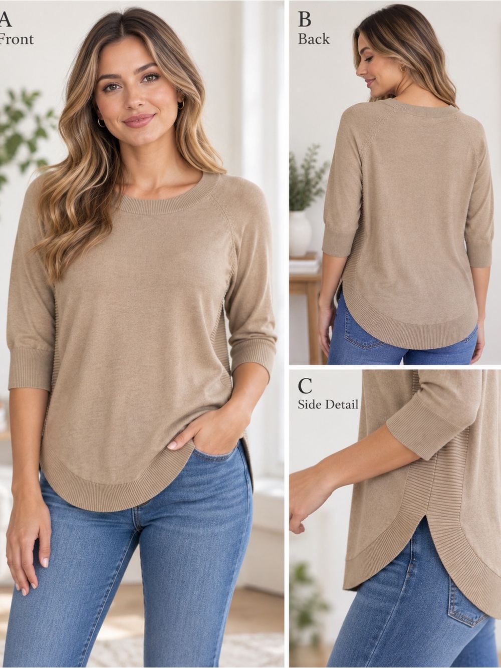 Express Women’s Tan Beige Oversized Dolman Sweater Top Size M High Low Hem
